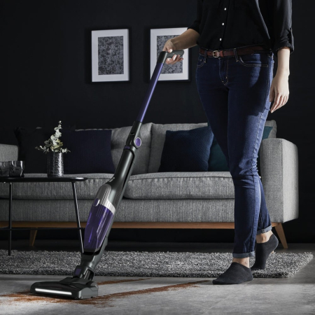 Aspirator vertical Rowenta X-TREM Compact 2 in 1 RH1238WO, 145W, tehnologie Flex, autonomie 40 minute, timp incarcare 4h, cap de aspirare, iluminare LED, recipient praf 0.4L, violet / negru [5]