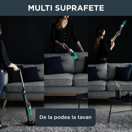 Aspirator vertical Rowenta X-Trem Compact 2 in 1 RH1239WO, 145W, autonomie 40 minute, filtrare 99%, Tehnologie Flex, recipient praf 0.4 L, verde & gri [14]