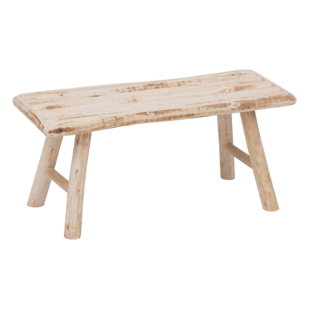 Mobila living - Atmosphera Woody bancuta decorativa din lemn de plop, stil natural, 70x26x31 cm, bej