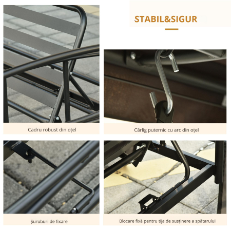  Balansoar 3 Locuri si Sezlong cu Copertina tip Foisor cu Plasa Impotriva Tantarilor si Perne [4]