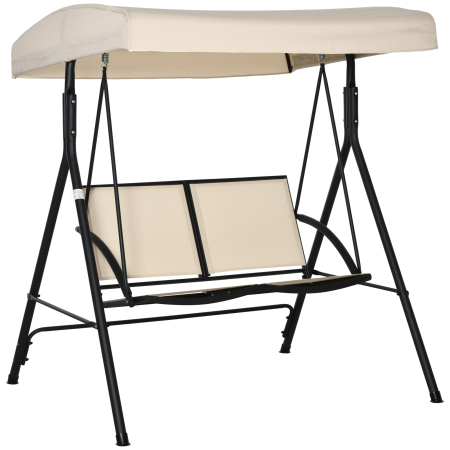 Balansoare si leagane de gradina -  Balansoar cu 2 Locuri de Gradina pentru Exterior, 140x118x162cm Bej