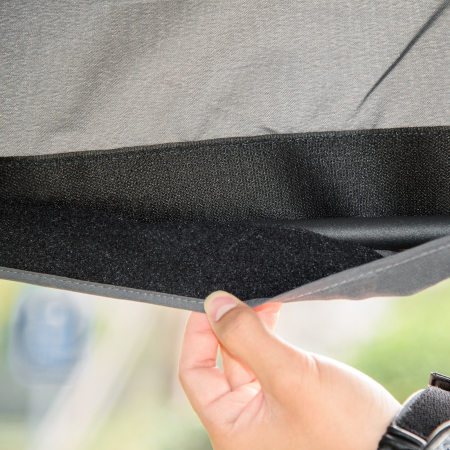  Balansoar cu 2 Locuri de Gradina pentru Exterior cu Baldachin Reglabil si Sezuta din Textilen, 140x118x162cm Gri [7]