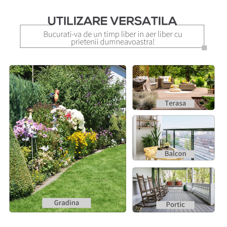  Balansoar de Gradina pentru 2 Persoane cu Perne Capitonate pentru Sezut cu Spatar, 122x70x87cm, Kaki [6]