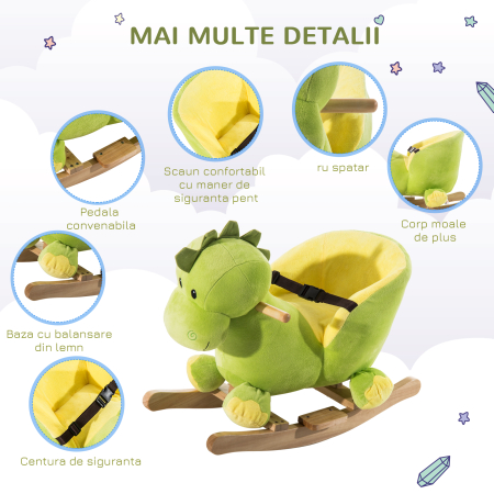  balansoar dragon copii 60x33x45cm, verde si galben [6]