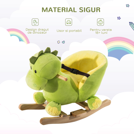  balansoar dragon copii 60x33x45cm, verde si galben [5]