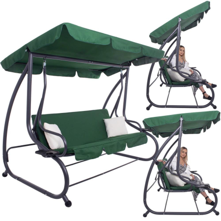 Balansoar leagan pat gradina 3 persoane, functie culcat, cadru otel vopsit cu pulbere, perne impermeabile, max 280 kg [21]