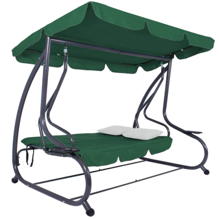 Balansoar leagan pat gradina 3 persoane, functie culcat, cadru otel vopsit cu pulbere, perne impermeabile, max 280 kg [16]