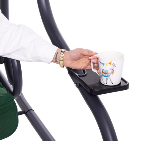 Balansoar leagan pat gradina 3 persoane, functie culcat, cadru otel vopsit cu pulbere, perne impermeabile, max 280 kg [18]