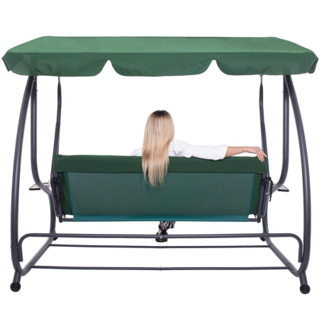 Balansoar leagan pat gradina 3 persoane, functie culcat, cadru otel vopsit cu pulbere, perne impermeabile, max 280 kg [15]
