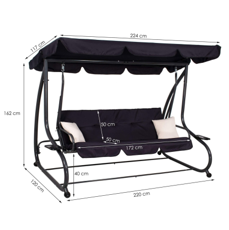 Balansoar leagan pat 4 persoane Sersimo Madrid, GS16E, greutate maxima 280kg [4]