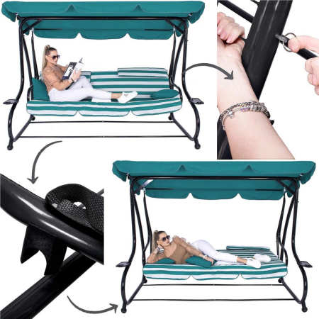 Balansoar leagan pat 4 persoane Sersimo Roma, sarcina 300kg [15]