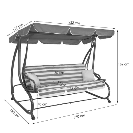 Balansoar leagan pat 4 persoane Sersimo Roma, sarcina 300kg [7]