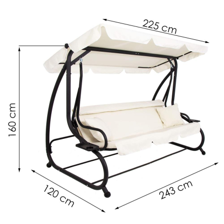 Balansoar leagan pat 4 persoane Tenerife, cu plasa anti-insecte, sarcina 320kg [20]