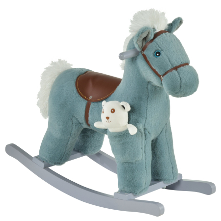 Jucarii si accesorii -  Balansoar pentru copii, 18-36 luni, Model Ponei, 65x26x55 cm, Albastru