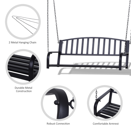  Balansoar Suspendat de Gradina din Metal Negru [6]