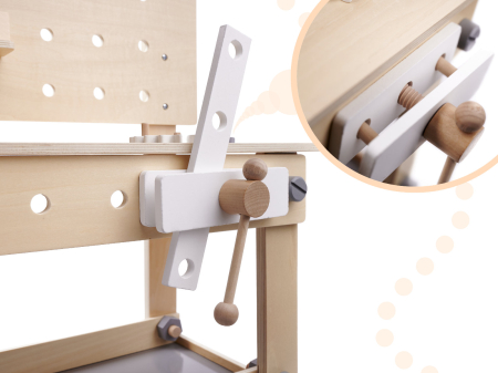 Banc de lucru copii din lemn cu unelte incluse, masa 45x26x67 cm, set DIY pentru micul mester [12]