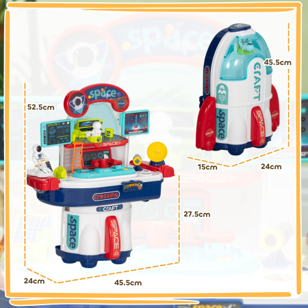  Banc de Lucru Jucarie cu 21 Piese pe Tema Spatiala cu Sunete si Lumini, 45,5x24x52,5 cm, Multicolor [2]