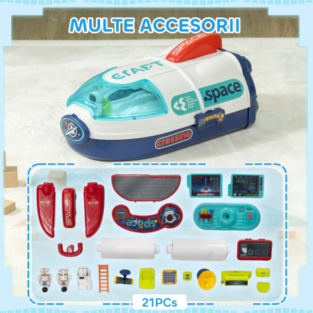  Banc de Lucru Jucarie cu 21 Piese pe Tema Spatiala cu Sunete si Lumini, 45,5x24x52,5 cm, Multicolor [5]
