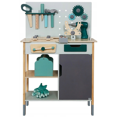 Dormitor & birou - Banc de lucru pentru copii din lemn cu unelte si accesorii, 56x31x86 cm, multicolor