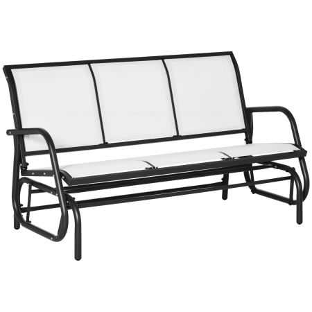 Mobilier gradina si terasa -  Banca Balansoar de Gradina 3 Locuri din Metal si Tesatura, 147x70x85cm, Bej