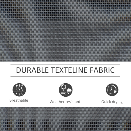  Banca Balansoar de Gradina cu 3 Locuri din Metal si tesatura Tip Plasa Respirabila, 147x70x85 cm, Gri [6]