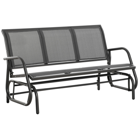 Mobilier gradina si terasa -  Banca Balansoar de Gradina cu 3 Locuri din Metal si tesatura Tip Plasa Respirabila, 147x70x85 cm, Gri