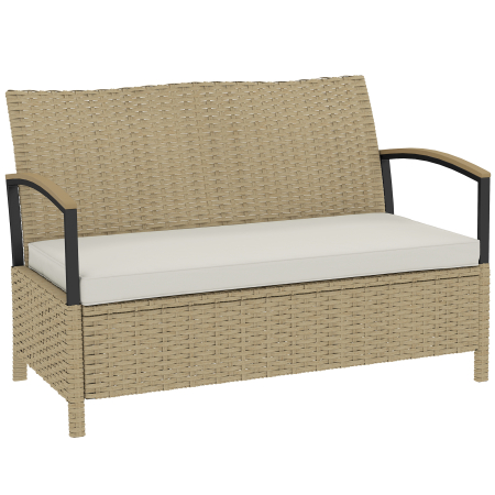 Mobilier gradina si terasa -  Banca cu Spatiu de Depozitare 125L cu Perna, Cadru Metalic, 123x70x82 cm, Bej