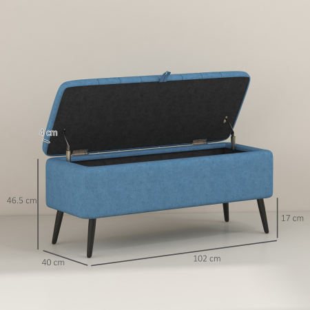  Banca de depozitare 40", tapitata din material textil cu picioare din otel pentru Living sau Dormitor, Albastru inchis [2]