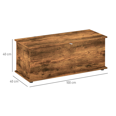  Banca de depozitare cu capacitate de 120 kg pentru dormitor si hol, din lemn, 100x40x40 cm, maro [2]