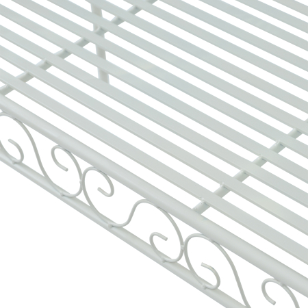  Banca de Exterior cu 2 Locuri, Banca de Gradina in Stil Romantic din Fier, 113,5x50x96 cm, Alb [8]