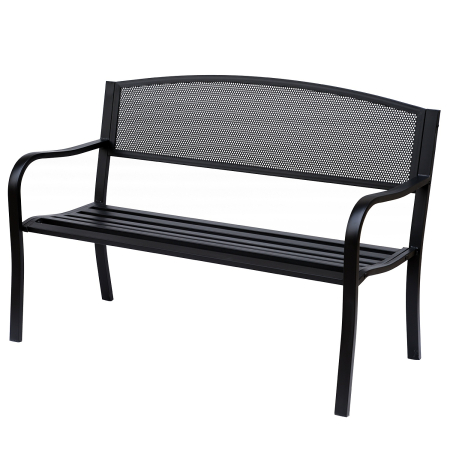 Mobilier gradina si terasa -  Banca de exterior din otel, negru, 127x60x85cm