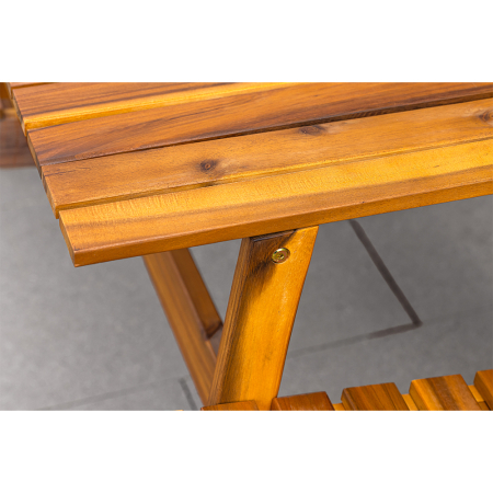 Banca de gradina 153x65x82 cm, 2 locuri, cu raft lateral, lemn de salcam, maro [3]