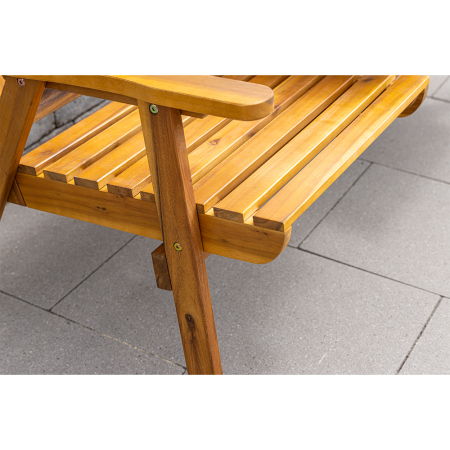 Banca de gradina 153x65x82 cm, 2 locuri, cu raft lateral, lemn de salcam, maro [6]
