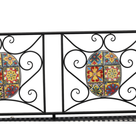 Banca de gradina, cadru metalic cu mozaic decorativ, 115x56x90 cm, negru [6]