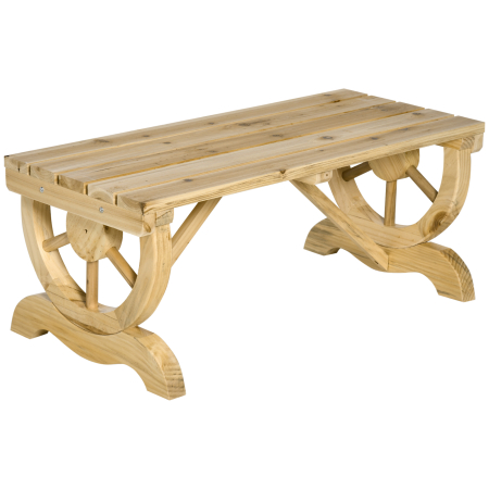 Gradina & balcon -  Banca de Gradina cu 2 Locuri, Design cu Roti, Banca de Exterior din Lemn de Brad, Potrivita pentru Terasa, Patio si Curte, 98x50x39.5 cm, Culoare Lemn Natural