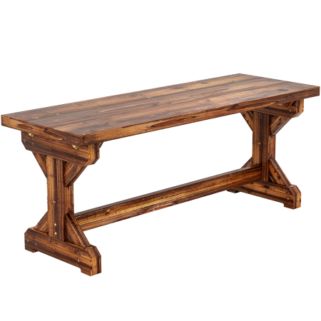 Mobilier gradina si terasa -  Banca de Gradina cu 2 Locuri din Lemn de Brad cu Baza in Forma de X, Banca Rustica pentru Exterior Fara Spatar, pentru Terasa, Balcon, 114L x 40l x 46i cm, Carbonizata