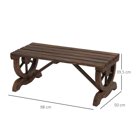  Banca de Gradina cu 2 locuri din lemn de molid, Maro 105x50x53cm [2]