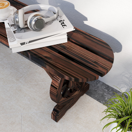  Banca de Gradina cu Picioare in Forma de Roata de Car cu 2 Locuri si sezut din sipci, 120x29x39 cm, Maro [8]