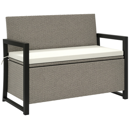 Mobilier gradina si terasa -  Banca de Gradina cu Spatiu de Depozitare, 117x60x86 cm, Alb Crem