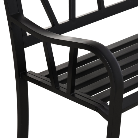  Banca de Gradina din Metal Negru cu 2 Locuri Banca de Exterior [8]