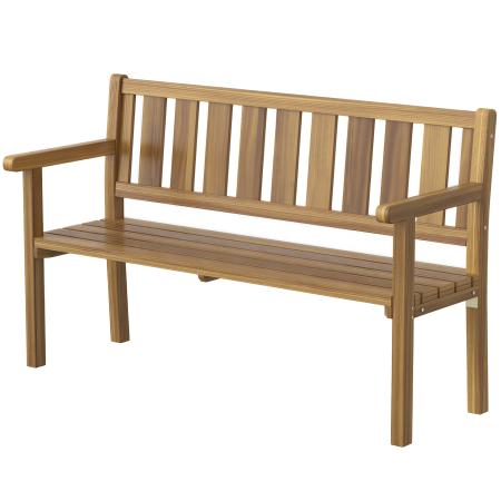 Gradina & balcon -  Banca de Gradina pentru 2 Persoane, Banca de Exterior cu Lamele din Lemn de Molid, Stil Country, Banca pentru Terasa, Patio si Curte, 150x57x93 cm, Culoare Teak