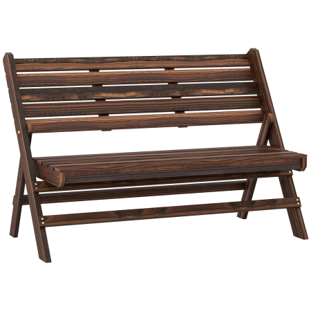 Gradina & balcon -  Banca de Gradina Pliabila pentru 2 Persoane cu sipci din Lemn de Pin, 122x63x83 cm, Carbonizat