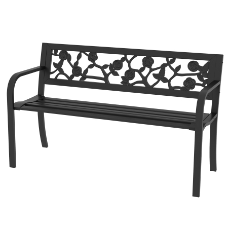Gradina & balcon -  Banca de Terasa cu Cadru Metalic, Negru
