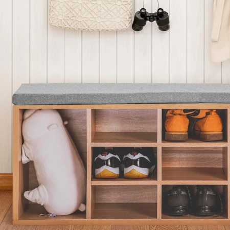 Banca depozitare pantofi 5Five, pentru 8 perechi, sezut tapitat, rafturi detasabile, 105x34x49 cm, bej [3]