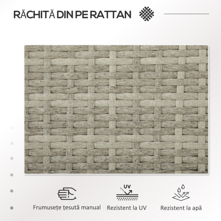  Banca din ratan pentru 2 persoane pentru gradina, scaun impletit pentru curte cu masa de ceai din sticla [3]