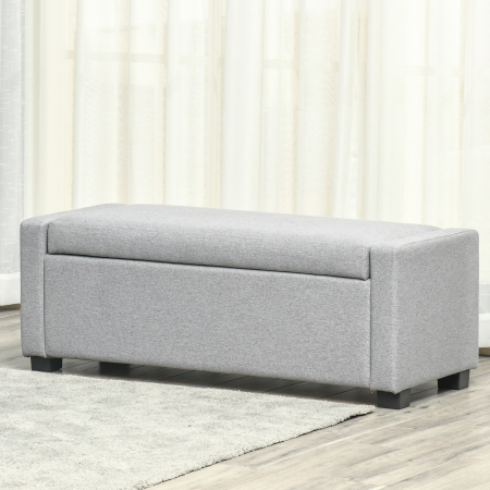 Banca dormitor  cu Compartiment de Depozitare din Tesatura, 120x50x44cm - Gri [8]