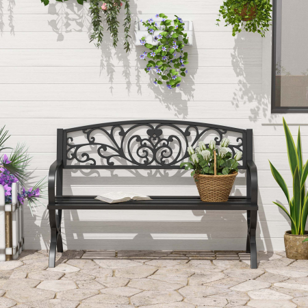  Banca Exterior Fonta 127×60×85 cm, Neagra [1]