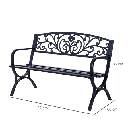  Banca Exterior Fonta 127×60×85 cm, Neagra [2]