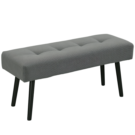 Living & hol -  Banca pentru capatul patului matlasata din material textil cu efect catifelat cu nervuri si otel, 100x36x45 cm, gri
