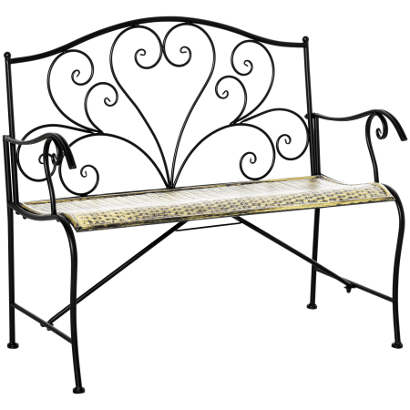 Mobilier gradina si terasa -  Banca pentru Gradina din Fier Stil Vintage 2 Locuri Negru